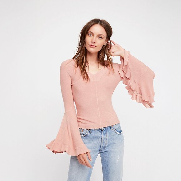 Free People Intimately FP Soo Dramatic Long Sleeve in Washed Rose - sz Medium - Picture 4 of 5